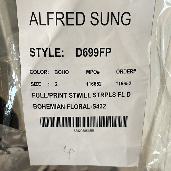 Alfred Sung Hi/Lo Floral Print Formal Dress  - 2 - Picture 6 of 7